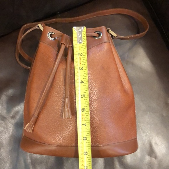 BURBERRYS Leather Bucket Drawstring Bag Nova Check Lining Authentic VTG - Picture 10 of 13